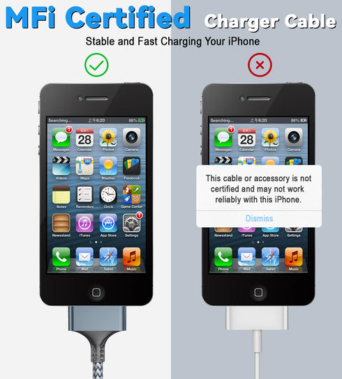 Herfair USB to 30 Pin Charger Cable Nylon Braided USB Charging Cord Compatible with i-Phone 4/4s/3G/3GS, iPad 1 2 3, iPod Touch 4 3 2 1, iPod Clas...