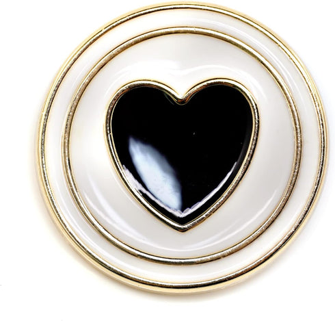 20 pcs Electroplating Golden Circles Enamel Black Heart Sewing Metal Shank Coat Buttons -23mm -7/8"...
