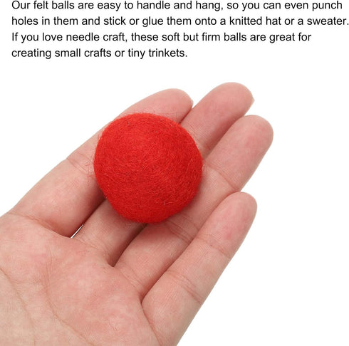 PATIKIL Wool Felt Balls Beads Wool Felting Pom 3cm 30mm Red for Home Crafts Handcrafts Project DIY Pack of 5...
