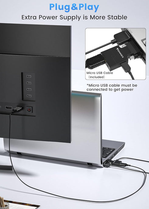 FOINNEX VGA to HDMI Adapter Converter with Audio,(PC VGA Source Output to TV/Monitor with HDMI Connector), Active Male VGA in Female HDMI 1080p Vi...