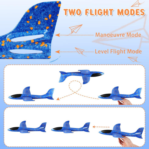 VCOSTORE 2 Pack Foam Airplanes : Foam Glider Plane 17.5" - Large Throwing Glider Airplane Toy with 2 Flight Mode Flying,Outdoor Sports Toys for 3-...