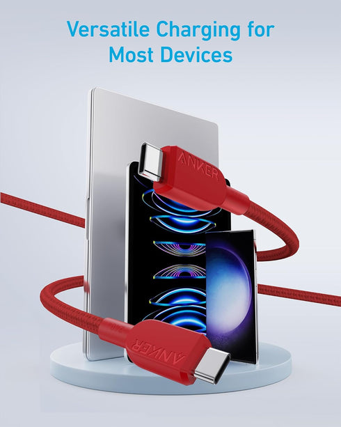 Anker 240W USB C to USB C Cable (2Pack,3ft), USB C Charger Cable Fast Charge for iPhone 15, MacBook Pro 2020, iPad Pro 2020, iPad Air 4, Samsung G...