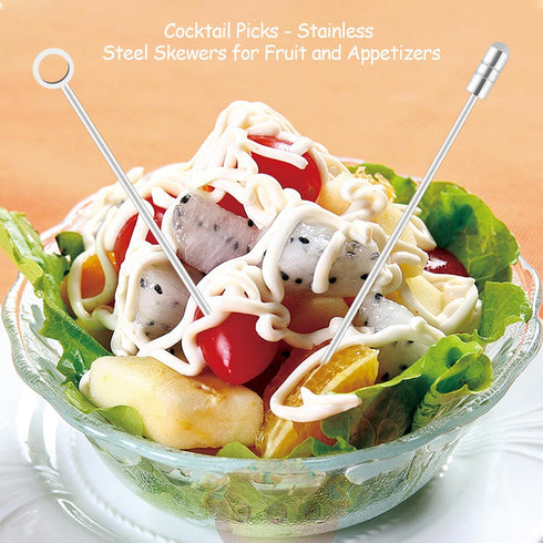 I-MART 15 Pack Stainless Steel Cocktail Picks Martini Olive Skewers, Reusable Metal Garnish Sticks for Drinks, Appetizers, Bloody Mary, Olives, Ci...