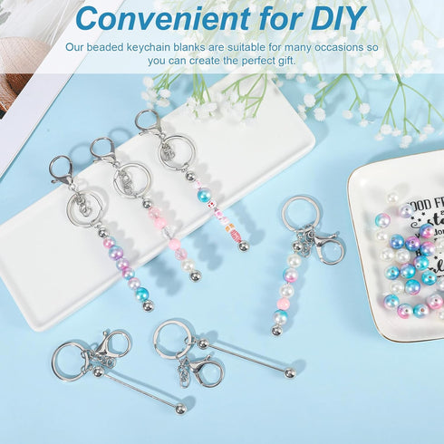 20 Pcs Beadable Keychain Bars,Blank DIY Keychains for Beads,Keychain Making Supplies Kit,Metal Beaded Keychain for Women Men Pendant Jewelry Craft...