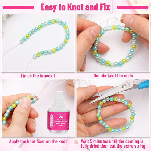 Cridoz Elastic String Fixing Coating with 1mm Bracelet String Cord Stretchy String Beading Thread for Clay Beads Friendship Bracelet Jewelry Makin...