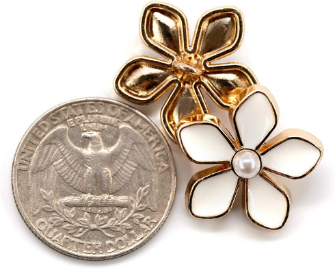 20 pcs White Enamel Plumeria Metal Sewing Shank Buttons for Coats -23mm -7/8"...