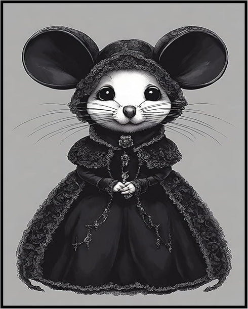Posterizer 1 pcs- cute gothic mouse-black and white art-Gothic Art-Art for Animal Lovers- Living Room Bedroom Decor- unframed wall art...