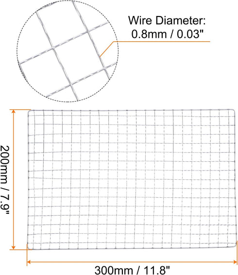 2pcs Square BBQ Grill Net 7.9"x11.8" Galvanized Iron Barbecue Mesh Mat for Baking Smoking Charcoal Grilling Roasting...