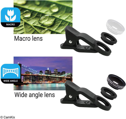 CAMKIX Bluetooth Camera Shutter Remote Control for Smartphones and 5 in 1 Universal Lens KIT - Create Amazing Photos and Selfies (5IN1 Universal L...