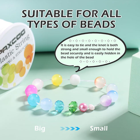 PAXCOO 4 Rolls Elastic String for Bracelets, Stretch Magic Elastic String Bead Cord Jewelry Thread for Bracelet, Necklaces, Clay Beads, Pony Beads...