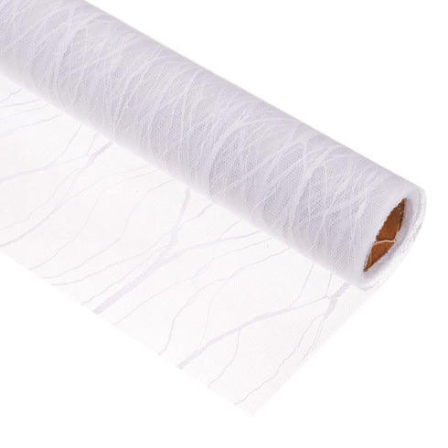 PATIKIL Flower Wrapping Mesh Paper, 15ft Floral Bouquet Craft Packaging Stripe Pattern Net Yarn for Wedding Party, White...