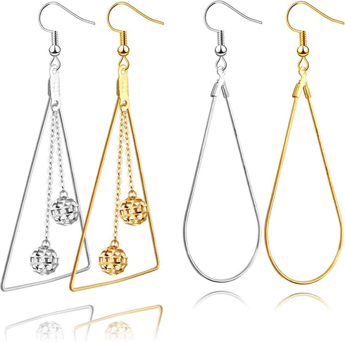 DIY Earring Findings, 40pcs Teardrop and Triangle Shaped Beading Hoop Earring Findings with 40pcs Fish Earring Hooks and 40pcs Clear Earring Backs...