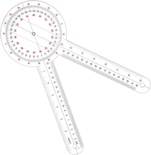 12 Inch Goniometer Transparent Orthopedic Angle Ruler Plastic Goniometer 360 Degree for Body Measuring Tape Goniometer Protractor Ruler (1)...
