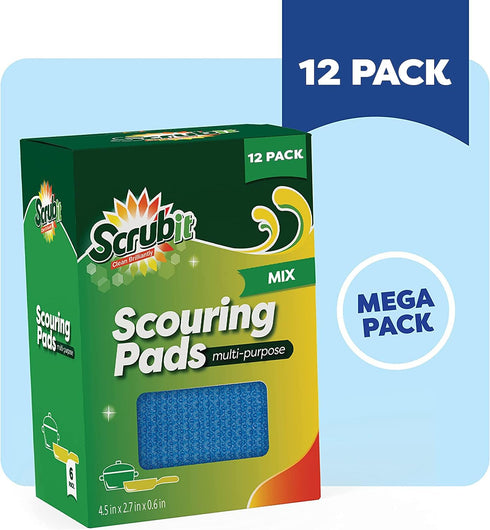 SCRUBIT Multi-Purpose Dish Scrub Sponge, Non Scratch Scouring Pads, Cleaning Sponges for pots & dishes - Pot Scrubber Sponges for Kitchen & Bathro...