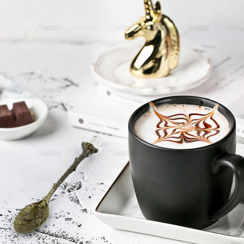 AUEAR, Retro Crystal Antique Alloy Spoon Coffee Tea Spoon Dessert Mini Ice Cream Decorative Spoons Set for Home Office (5 Pack)...