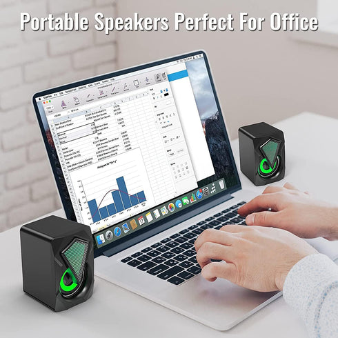 NJSJ Computer Speakers for Desktop or Laptop, 6W USB-Powered PC Speakers with Clear Sound, Plug and Play Small Wired Lighted Speakers for Computer...