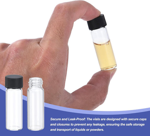 PATIKIL 4ml Clear Glass Vials, 12 Pack Sample Vials with Screw Cap Reagent Media Bottle with Labels Leak-Proof Liquid Sample Glass Vial for Lab La...
