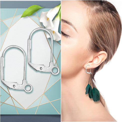 50 Pieces Leverback French Earring Hooks Stainless Steel Earwire Hoop Earring Findings with Open Loop for Women Girls DIY Earring Making Supplies...
