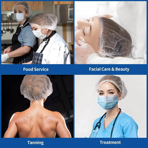 LEOBRO Hair Nets for Food Service Workers, 50PCS Hair Net, Hairnets for Foodservice, Kitchen Hair Nets for Women Men Cooking, Non-woven Bouffant C...