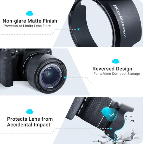 18-55mm Lens Hood Shade for Canon EF-S 18-55mm f/3.5-5.6 IS STM & RF 24-50mm f/4.5-6.3 IS STM Lens Replaces Canon EW-63C Hood for Canon Rebel T8i ...