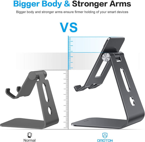 OMOTON Adjustable Tablet Stand for Desk, Upgraded Longer Arms for Greater Stability, T2 Tablet Holder with Hollow Design for Bigger Sized Phones a...