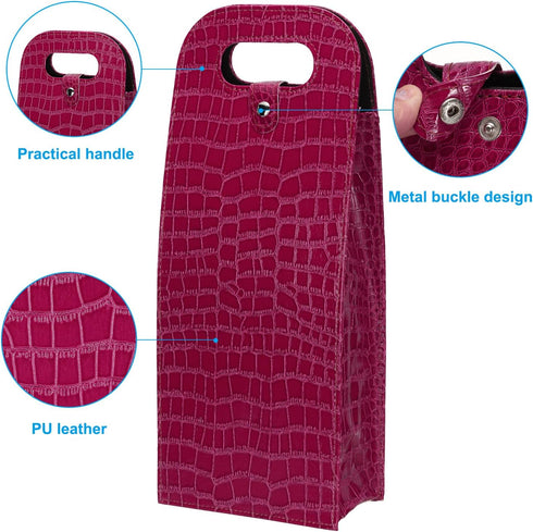 PATIKIL 2 Bottle Wine Gift Bag, Wine Bag Reusable Leather Wine Tote Carrier for Wine Bottles Portable Champagne Gift Bags for Picnic Party Wedding...