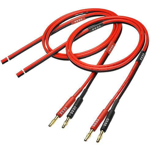CESS-225-3f Banana Plug Adapter Connector to Bare Wire Open End Audio Cable DIY for Speakers & Amplifier, 2-Channel, 14 Gauge (3 Feet)...