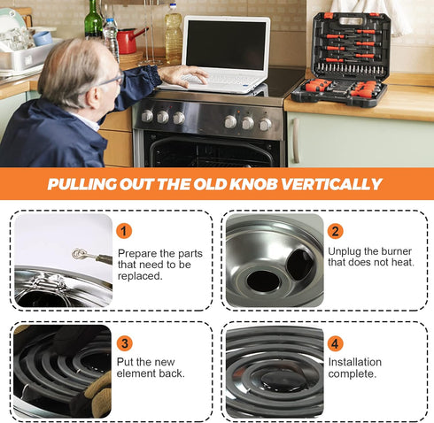 660532 MP15YA Electric Range Burner Element 6 inch 1500W 4 Turns surface element replacement for Whirlpool Kenmore ranges replacement burners wfc310s0ak, rf110axsq3, kf330add1,ffef3011lwd,etc.