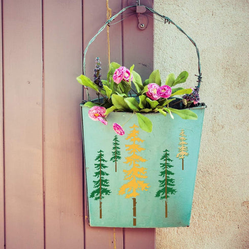 Tree Stencils, Tall Pine Fir Tree Cypress Cedar Fall Wall Stencil 3 Packs for Painting on Wood Furniture Canvas Home Decor Crafts Trees Reusable M...