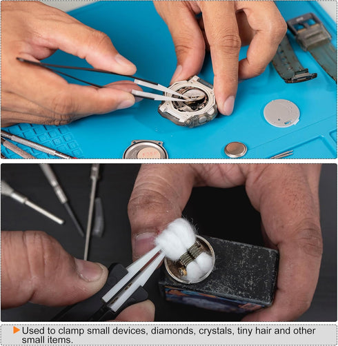 2pair Replaceable Ceramic Tweezer Tips 1.1" Length Carbon Fiber Straight Flat Heads Heat Resistance Non-Conductive Tip for Ceramic Tweezers, Black...