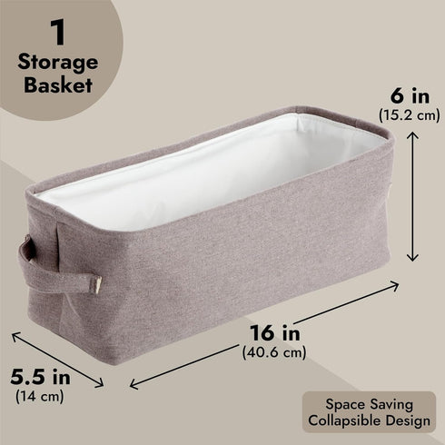 Juvale Toilet Paper Storage Basket for Bathroom Organizing, Rectangular Bin for Fabric Storage, Counter (Gray, 16 x 6 x 5.5 In)...
