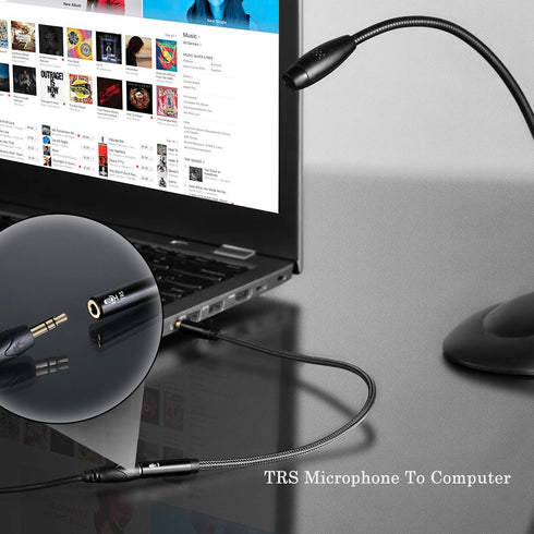 DUKABEL DC4 3.5mm TRS to TRRS Adapter Cable, Microphone Audio Adapter, TRS Female to TRRS Male Converter for Smartphone, PS4, Tablet, Laptop...