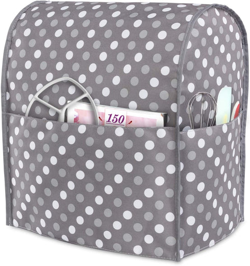 Luxja Dust Cover Compatible with 4.5-Quart and 5-Quart Stand Mixer, Cloth Cover with Pockets for Stand Mixer and Extra Accessories, Gray Dots...