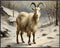 Posterizer 1 pcs-goat in snowy winter nature-oil painting style 6-Art for Animal Lovers-Landscape & Nature Art-Decor for Home & Office- unframed w...