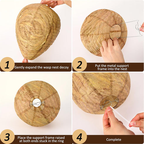 DECYOOL 4 Pack Paper Wasp Nest Decoy Hanging Wasp Nest Stay Away from Wasps Hornets Yellow Jackets(Dark Brown, Orange)...