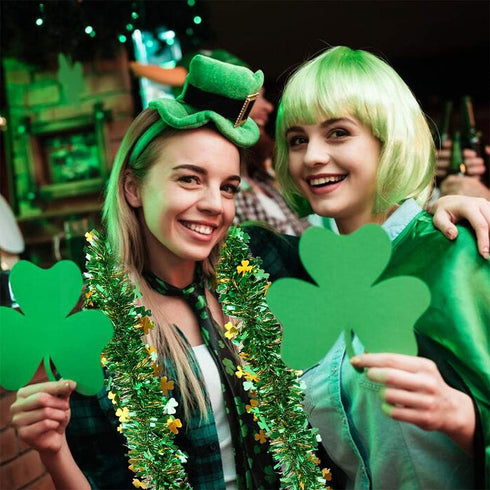 CCINEE 33FT St.Patrick's Day Tinsel Garland,Shamrock Clover Green Gold Metallic Garland for Irish Party Home Decoration...