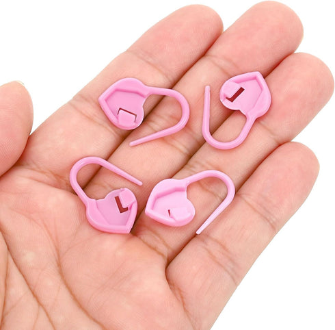 PATIKIL Crochet Stitch Markers, 100 Pack Plastic Knitting Markers Needle Pin Heart Locking Stitch Marker for Sewing Crocheting DIY Craft, Pink...