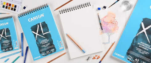 CANSON XL Watercolour 300gsm A5 Paper, Cold Pressed, Spiral Pad Short Side, 30 White Sheets, Ideal for Professional Artists...