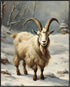 Posterizer 1 pcs-goat in snowy winter scene-oil painting style -3-Art for Animal Lovers-Landscape & Nature Art-Decor for Home & Office- unframed w...