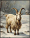 Posterizer 1 pcs-goat in snowy winter scene-oil painting style -3-Art for Animal Lovers-Landscape & Nature Art-Decor for Home & Office- unframed w...