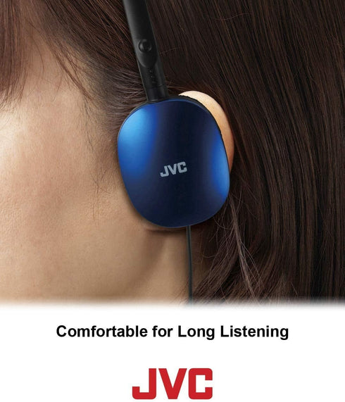 JVC Black Flat and Foldable Colorful Flats On Ear Headphone with 3.94 foot Gold Plated Phone Slim Plug HAS160B......