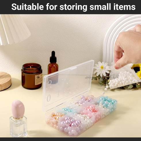 False Nail Tip Organizer Box, 4PCS 10-Slot Bead Storage Container, Clear Plastic Case for Nail Art Craft, Rhinestone Jewelry Charms Holder, Vitami...