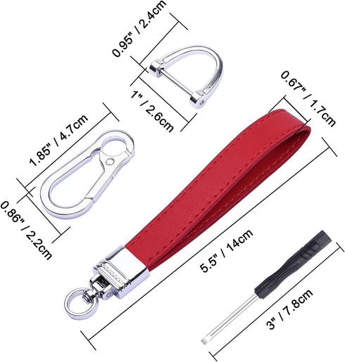 Wisdompro Genuine Leather Car Keychain, Universal Heavy Duty Leather Key FOB Keychain Key Chains Women for Car Keys, 360 Degree Rotation, with Ant...