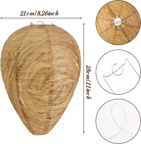 DECYOOL 8 Pack Paper Wasp Nest Decoy Hanging Wasp Nest Stay Away from Wasps Hornets Yellow Jackets(Dark Brown, Light Brown)...