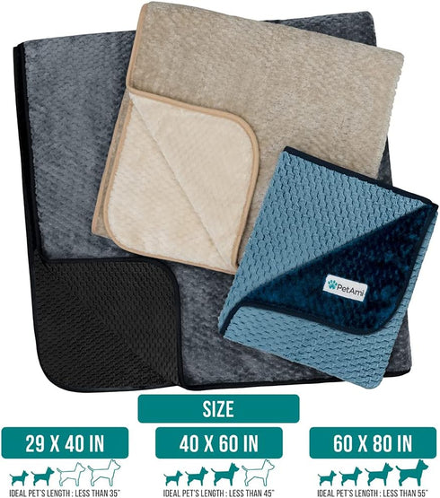 PetAmi Waterproof Dog Blanket, Leakproof Puppy Blanket for Small Medium Dogs, Furniture Sofa Couch Cover Protector, Fleece Pet Throw for Indoor Ca...