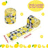 CCINEE 4 Rolls Wired Edge Ribbons with Lemon,2.5 Inch×26 Yards Yellow Satin with Lemon Polka Dot Stripe Plaid Check for Wreath Floral Arrangements...