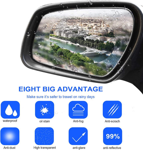 12 Pieces Car Rearview Mirror Film Rainproof Waterproof Anti Fog Nano Coating for Mirrors and Side Windows...