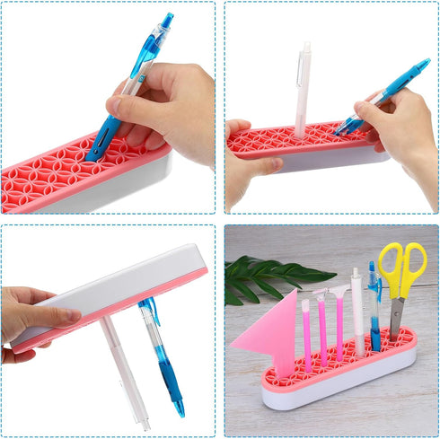 PATIKIL Diamond Painted Pen Holder, 2 Pack Silicone Makeup Brush Holder Multi-Purpose Cosmetic Storage Box Desktop Organizer for Art Craft, Grey...