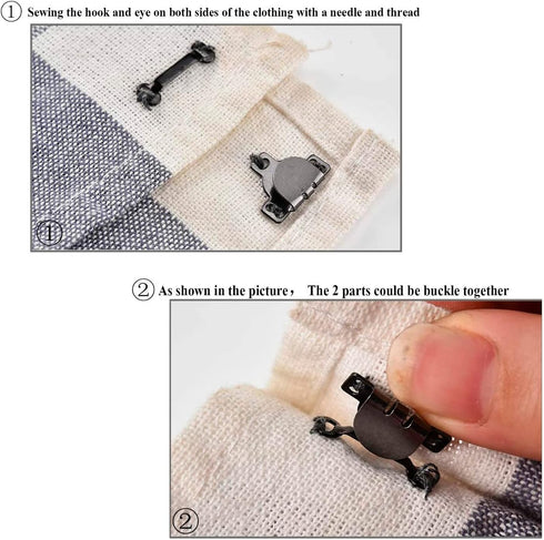 Steel Hook and Eye Metal Hooks and Eyes Closure for Trousers and Skirt Hook and Eye Closures Sew on Hook and Eye Metal Pants Hook and Eye Black Ni...