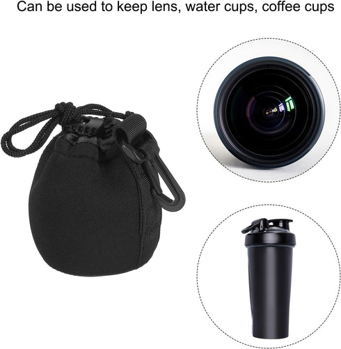 PATIKIL Camera Lens Bag, 2 Pcs 2.8" IDx3.9 H Drawstring Lens Pouch with Thick Protective Neoprene, Lens Case for DSLR Camera Lens, Water Coffee Cu...